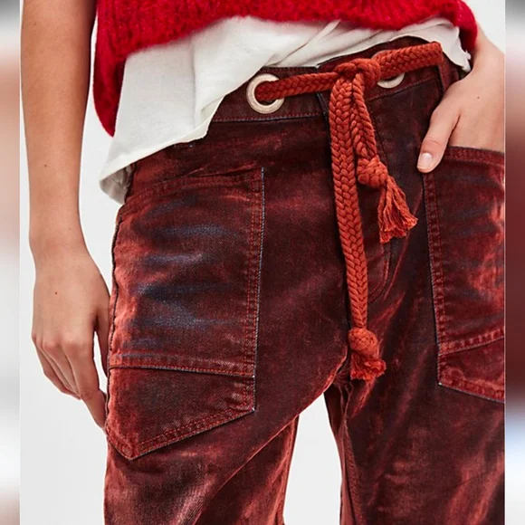 We The Free Moxie Low Slung Pull On Barrel Jeans in Chilli 27 NWT - Picture 1 of 10